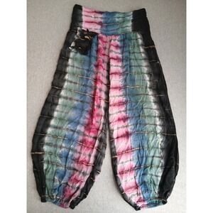 Earthbound Pants Medium Harem Bohemian Peasant Festival Lagenlook Tie Dye